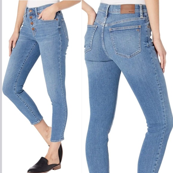 MADEWELL 9" Mid-Rise Skinny Crop Jeans with Button-Front, size 26 - Picture 3 of 12